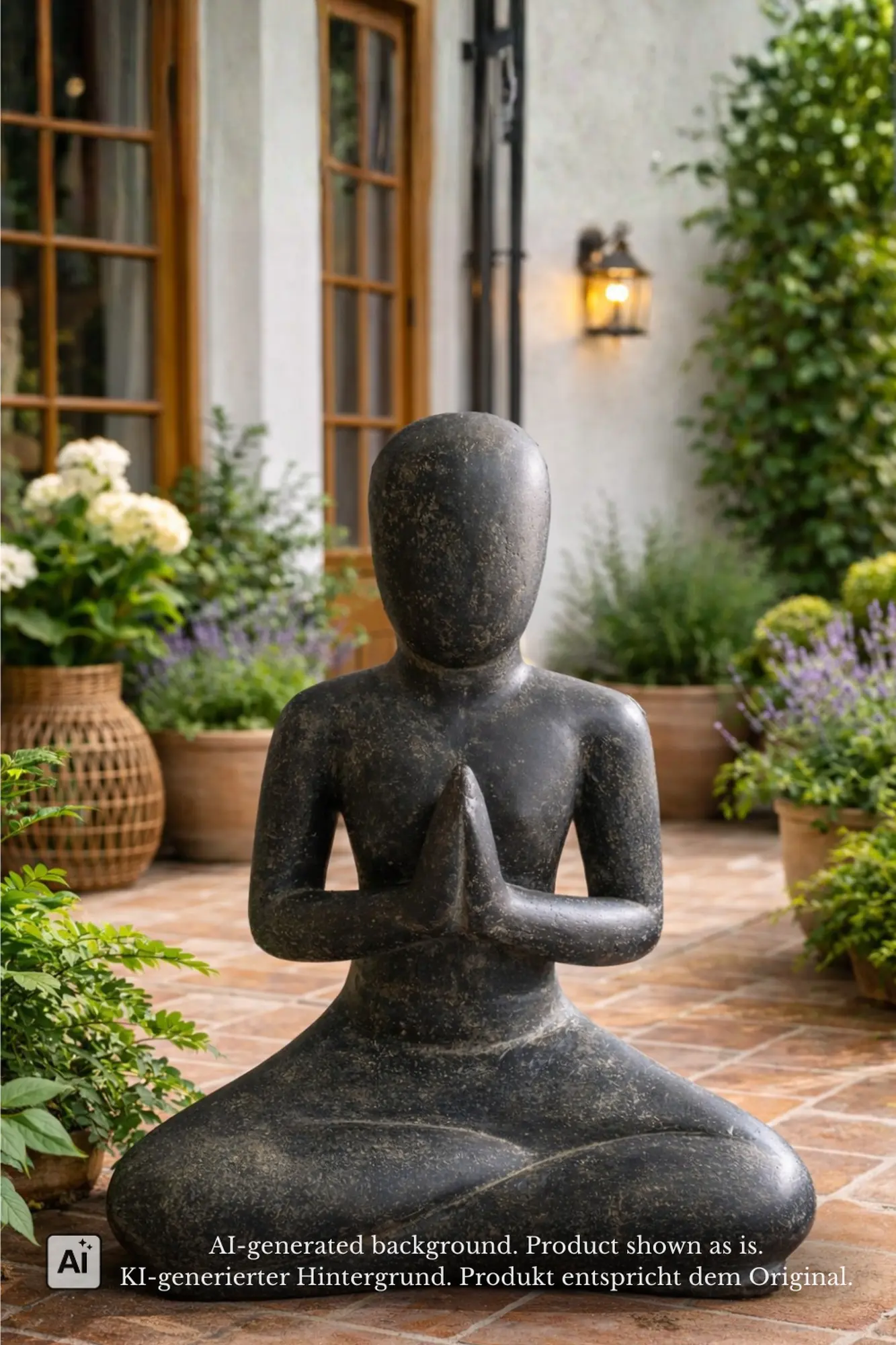  Product image 1 of the product “Sitting woman in Yoga position - Namaste, in the sizes from 60 to 125cm, cast stone, antique finish ”